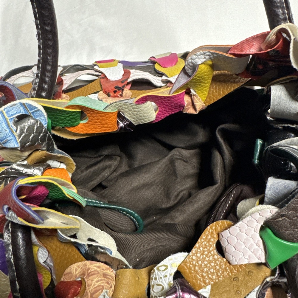 Vintage GG…ing Large Multicolored Hobo Bag W/Unique Woven Leather Links Y2K - Picture 7 of 10